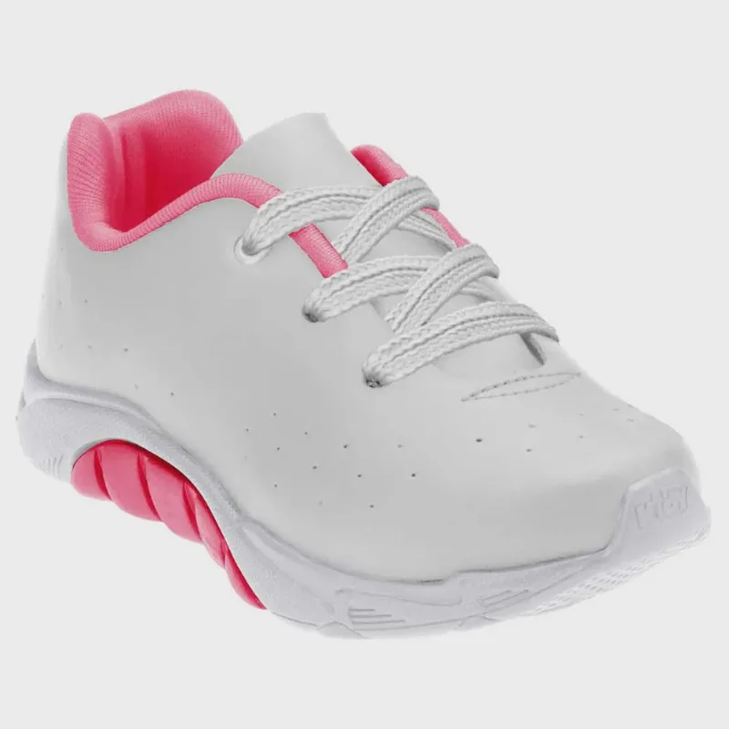 Tênis Infantil Feminino Mais Branco Pink Neon Kidy 168-1230-4118 - KIDY