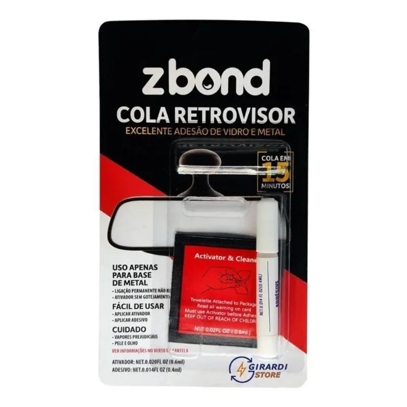 Cola Retrovisor Interno Adesivo Vidro Metal Dose Única Top