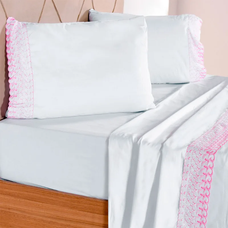 Jogo De Cama Queen Broderie Microfibra Bene Casa