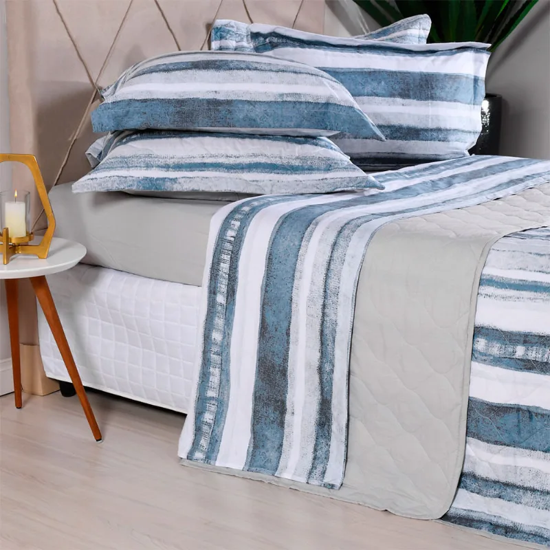 Jogo De Cama 200 Fios Estampado Queen Stripes Tessi
