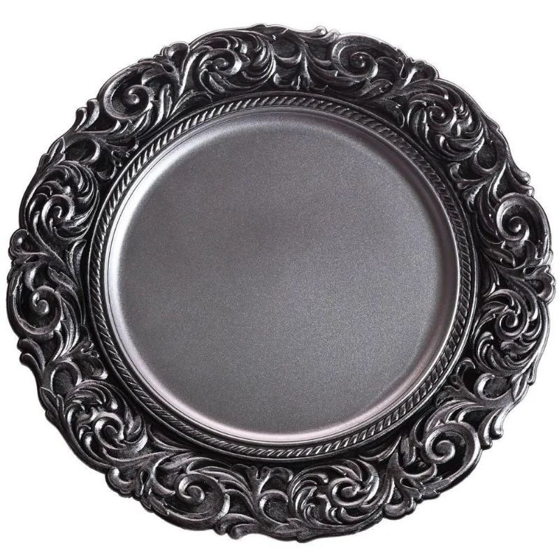 Sousplat 33Cm Decorativo Tessi Arabesc Silver