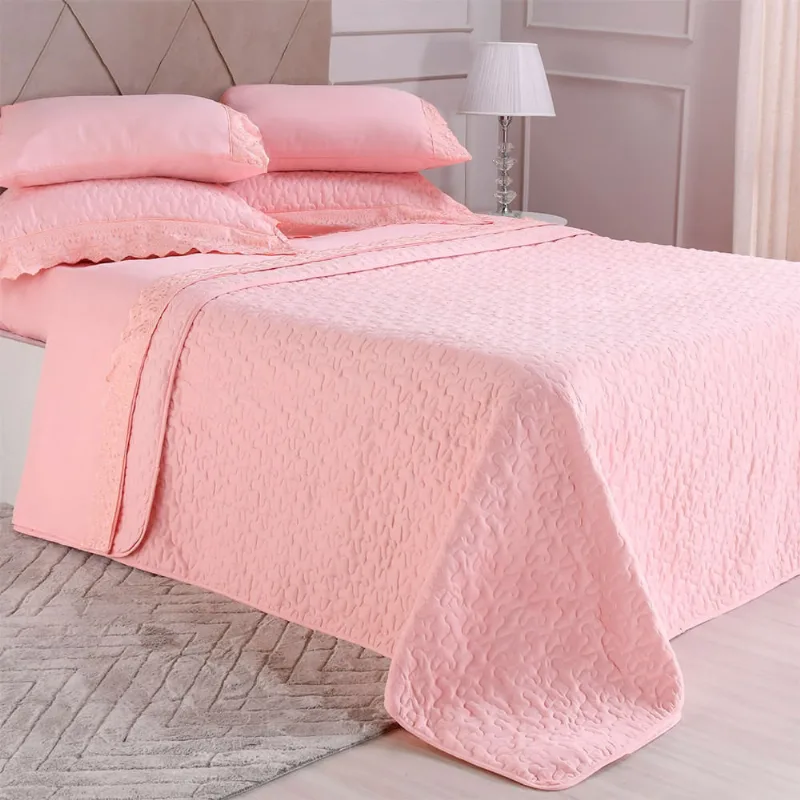 Kit Enxoval Bordado Inglês Rosa 7 Peças Casal - Bene Casa