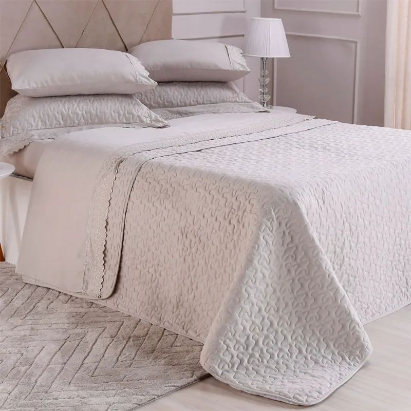 Kit Enxoval Bordado Inglês Creme 7 Peças Casal - Bene Casa