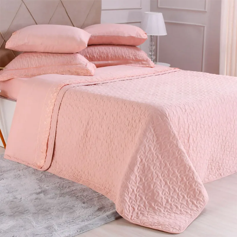 Kit Enxoval Bordado Inglês 7 Peças King Rosa - Bene Casa
