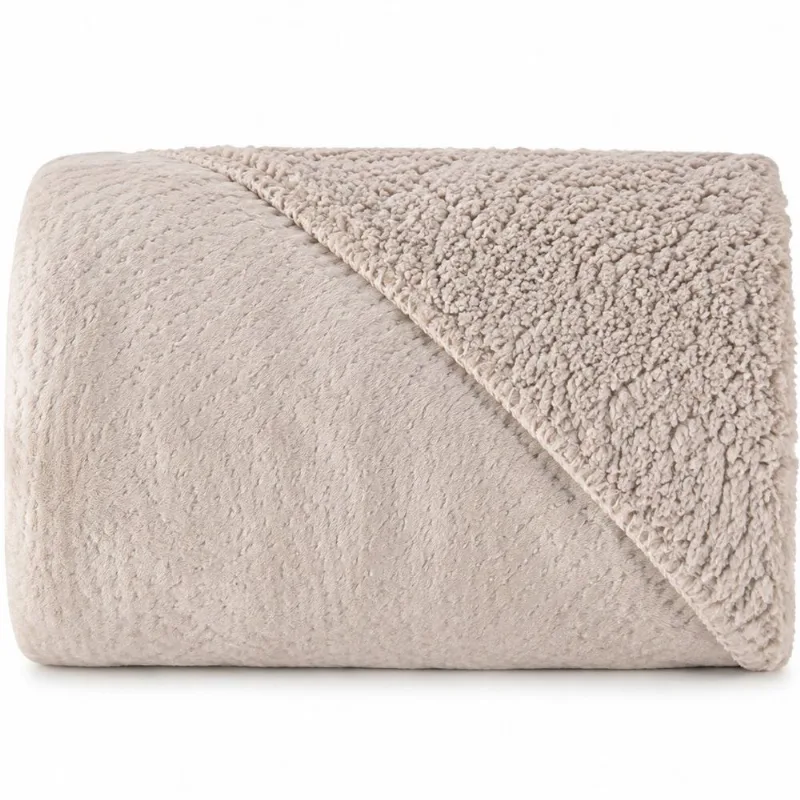 Cobertor Solteiro Sherpa Dupla Face 150x220cm 100% Poliéster Tessi Pergaminho