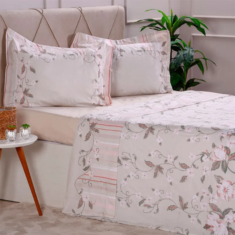 Jogo De Cama 200 Fios Estampado Solteiro Holambra Tessi Colorido