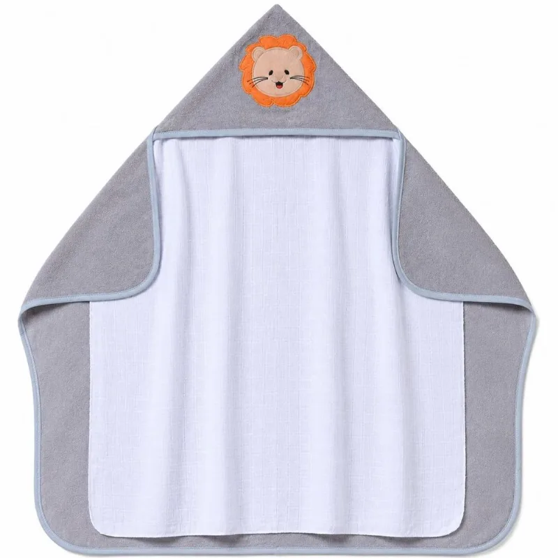 Toalha Capuz Com Forro Em Fralda 70x90cm 85% Algodão 15% Poliéster Bene Casa Cinza