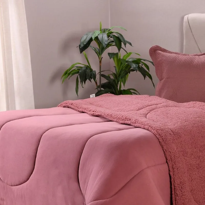 Coberdrom Duetto Tinto King Malha 100% Algodão 230x260cm Magnólia