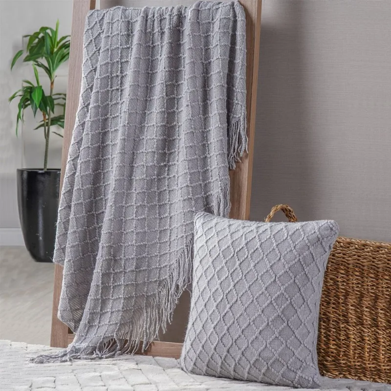 Manta Tricot Style Decorativa 160x220 Toque Super Macio Zinco