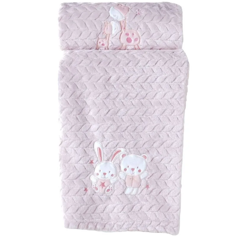 Cobertor Bebê Fluffy 110x90 Com Aplique Bordado Malve