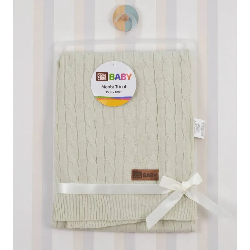 Manta Tricot Tranças 100 x 75cm Cinza