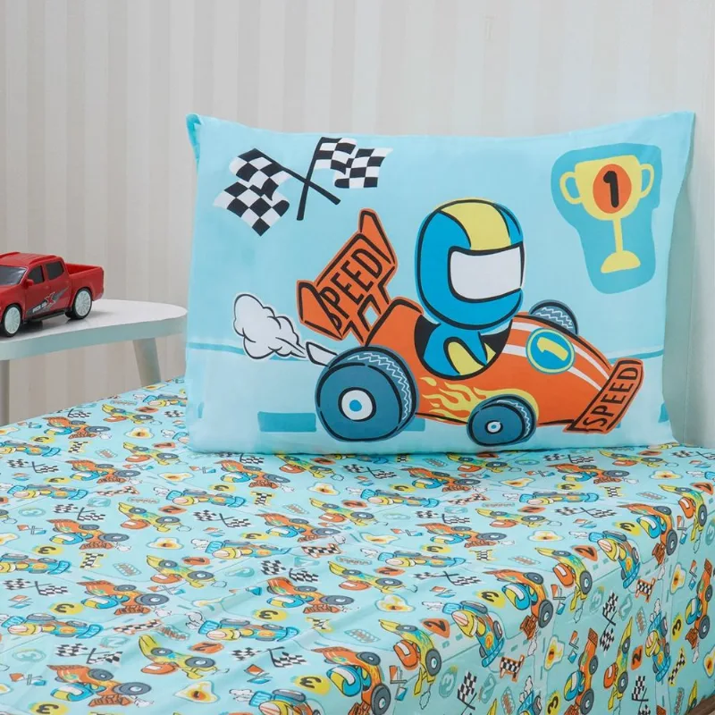 Jogo De Cama Kids Solteiro 2 Pçs Microfibra 88x188x30cm Speed