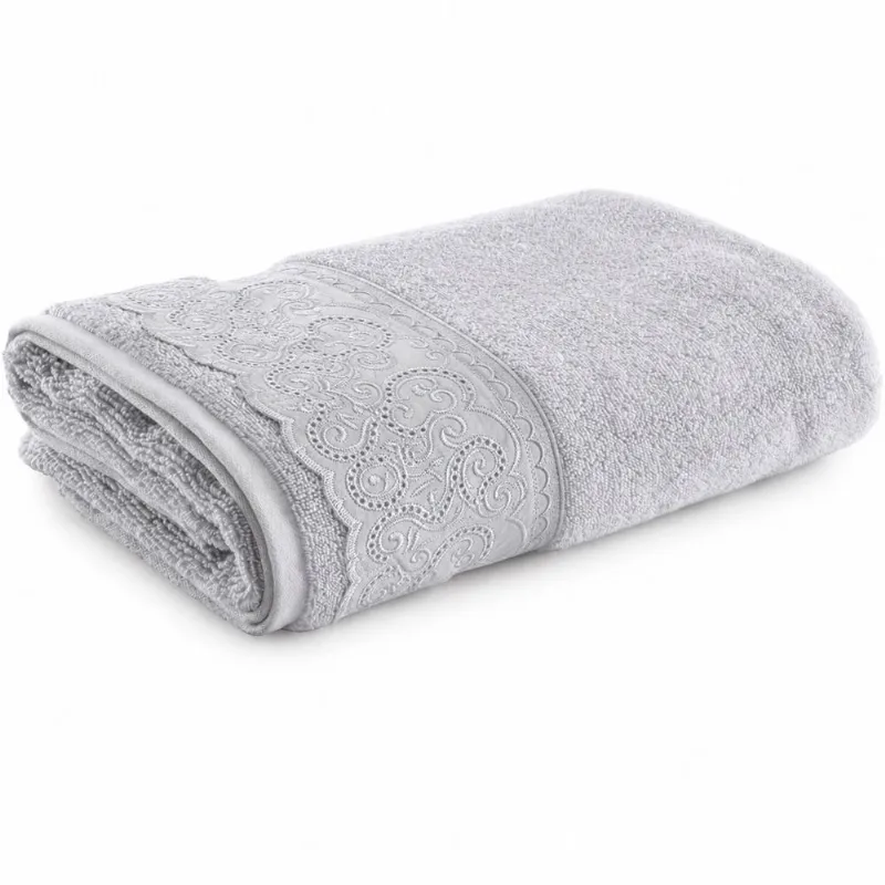 Toalha De Banho Broderie 100% Algodão 400g/m² 70x135cm Bene Casa Cinza