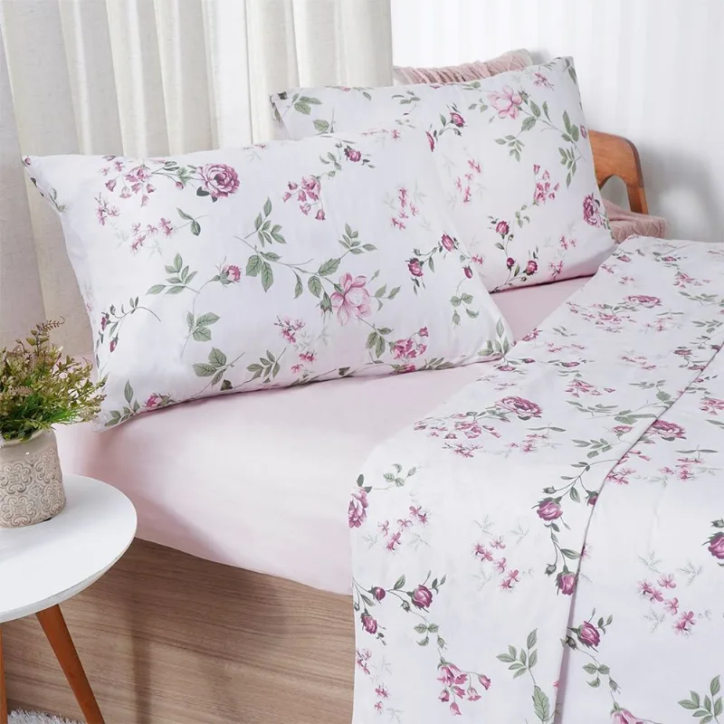 Jogo De Cama King 4 Pçs 150 Fios Super Macio 100% Algodão Giardino