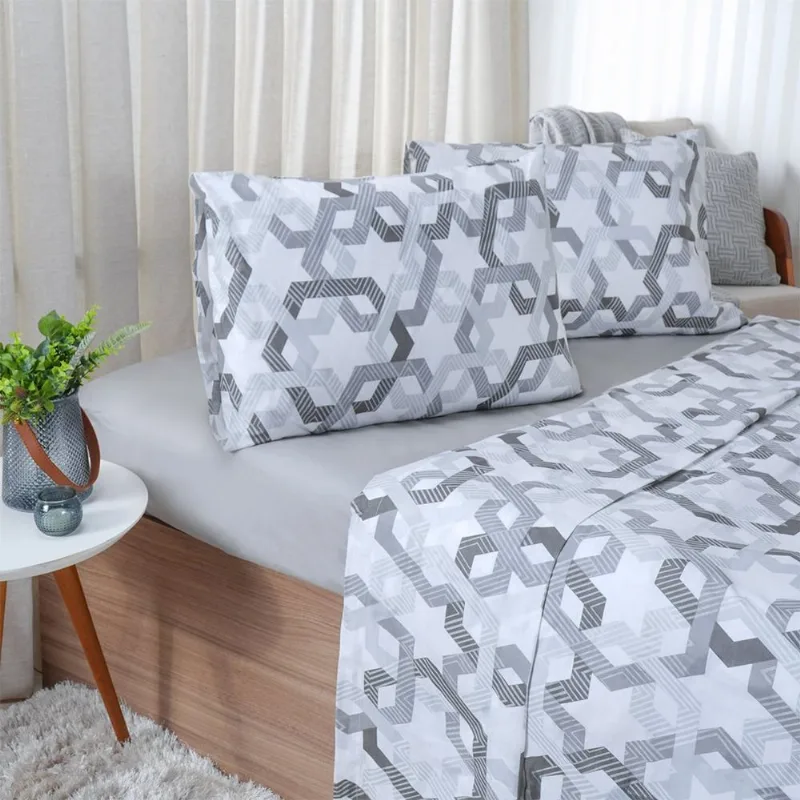 Jogo De Cama King 4 Pçs 150 Fios Super Macio 100% Algodão Fliese