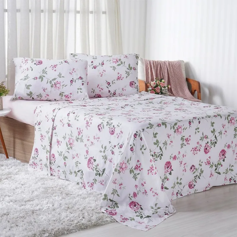 Jogo De Cama Queen 4 Pçs 150 Fios Super Macio 100% Algodão Giardino