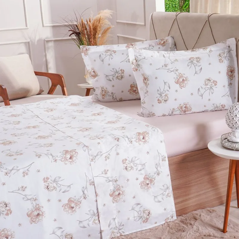 Jogo De Cama Queen 200 Fios Estampado 4 Pçs 160x200x35 Lyrical