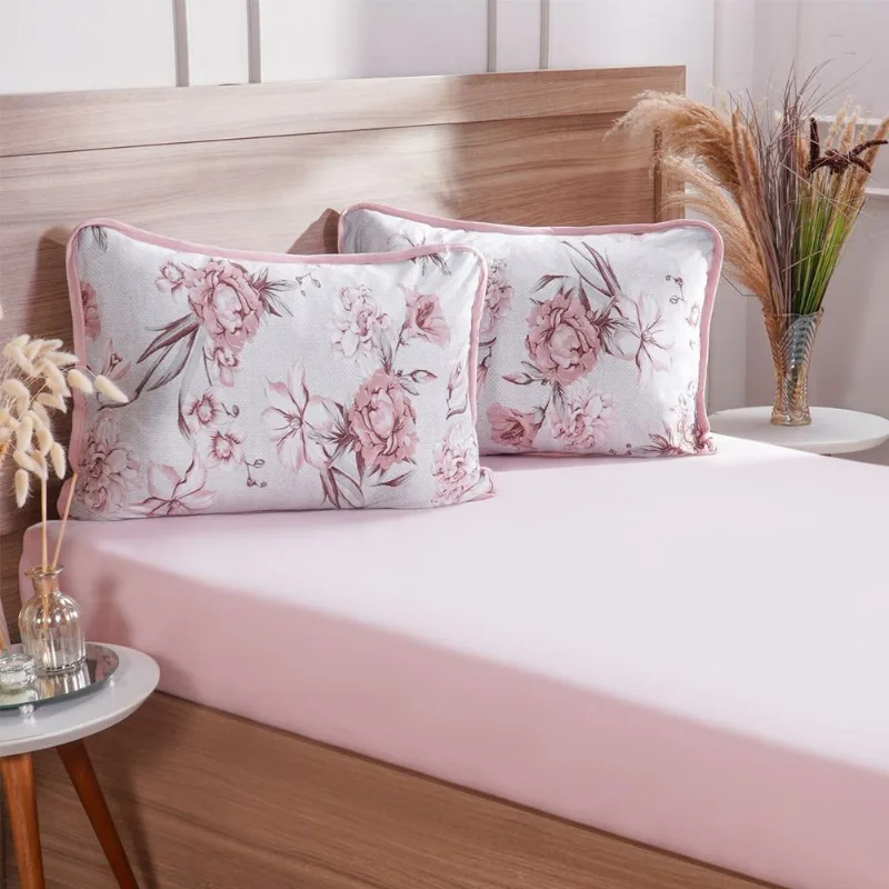Jogo De Cama Queen 3 Pçs Malha Premium 145g/m² 100% Algodão 158x198x35cm Florescer