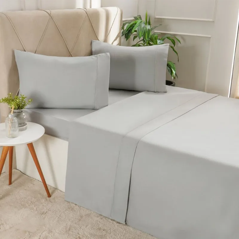 Jogo De Cama Casal Serenitá 4 Pçs Bordado Festonê 138x188x30cm Lunare