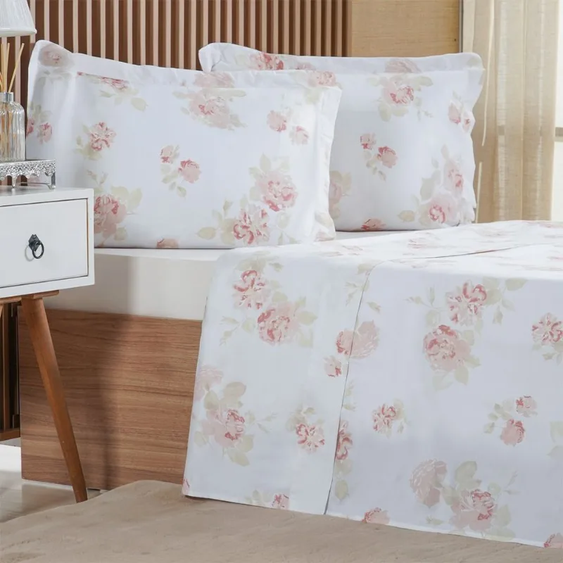 Jogo De Cama Casal 4 Pçs 200 Fios 100% Algodão 140x190x35cm Classique
