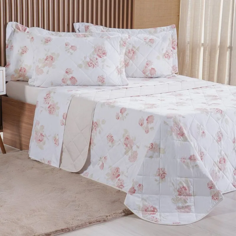 Kit Colcha King 200 Fios Estampada New 100% Algodão 260x280cm Classique