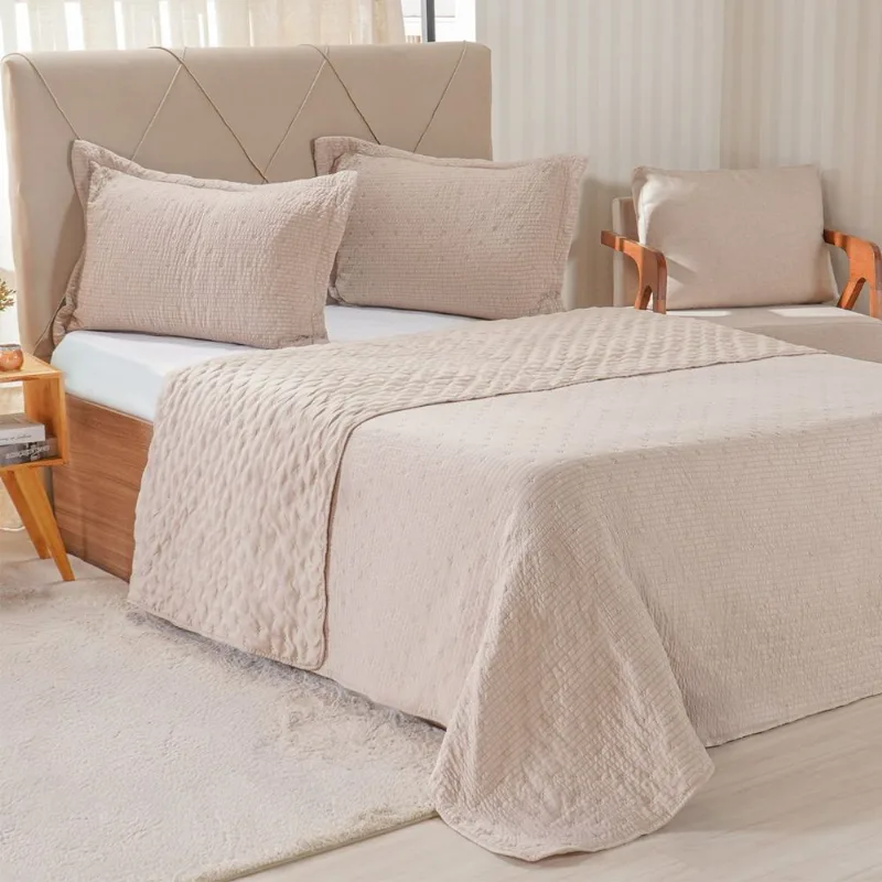 Kit Colcha Casal Santorini New 220x240cm Biscuit