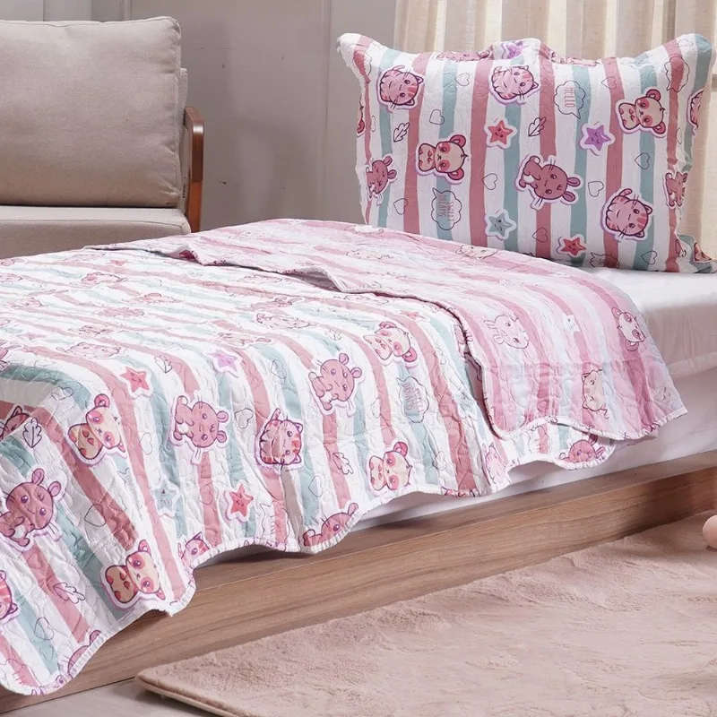 Kit Colcha Solteiro Ultra Lisse New Kids Rolinho 160x220cm Kittens
