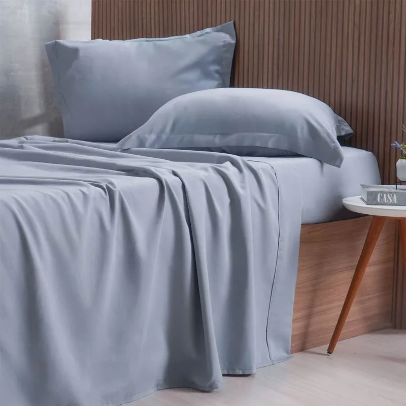 Jogo De Cama Casal 4 Pçs 1000 Fios Toque Acetinado Tessi Cinza