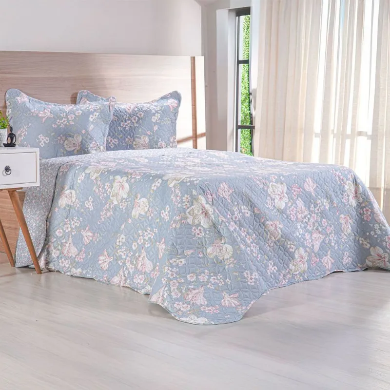 Kit Cobre Leito Solteiro Ultra Lisse New 100% Poliéster 160x220cm Martina