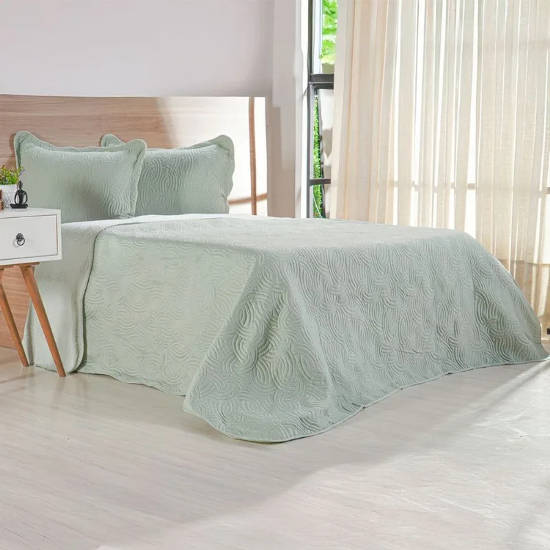 Kit Cobre Leito Solteiro Ultra Lisse Lisa New 160x220cm Verde Menta