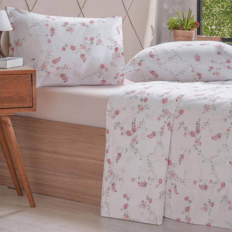 Jogo De Cama Casal 4 Pçs 150 Fios 100% Algodão Bene Casa Amelie