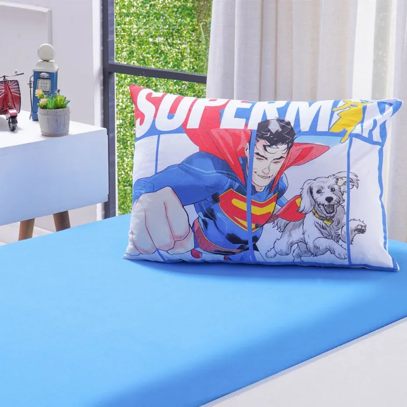 Jogo De Cama Solteiro 2 Pçs Superman Malha 100% Algodão Bene Casa Azul