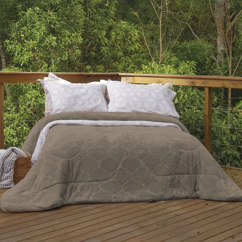 Edredom Casal Plush Sense Dupla Face 100% Poliéster 210x230cm Tessi Centeio