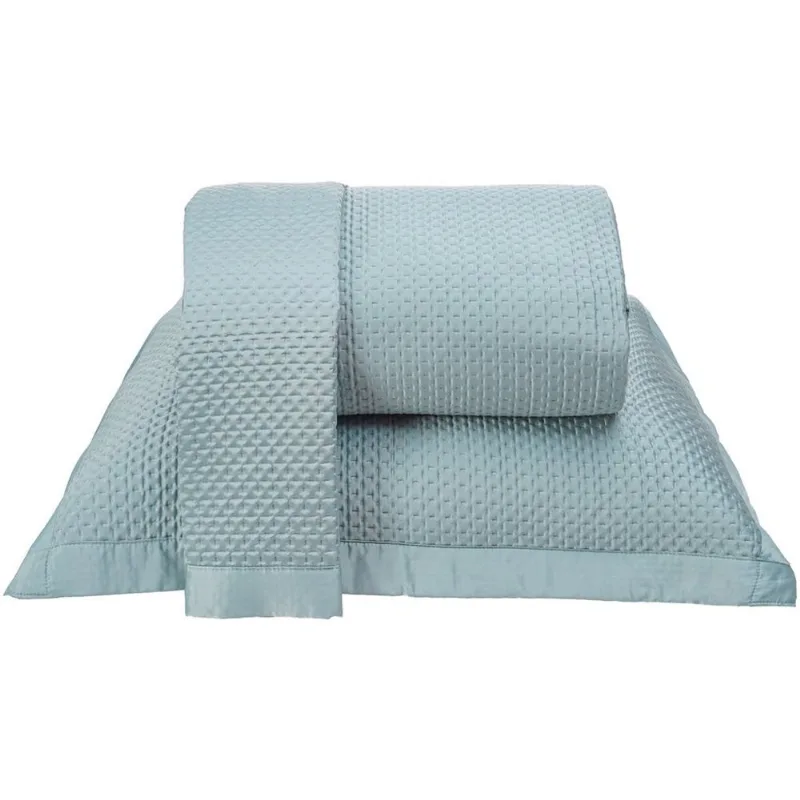 Kit Colcha Queen Satinatta Cetim 100% Poliéster 240x260cm Tessi Azul Lago