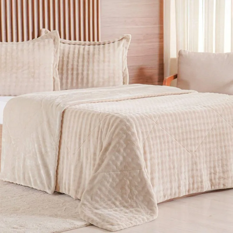 Kit Colcha Queen Luxor Dubble 240x260cm 100% Poliéster Centeio Claro Tessi