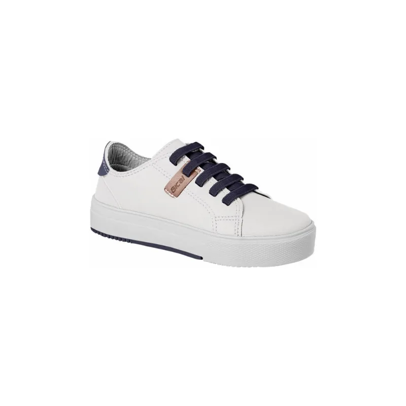 Tênis Infantil Masculino Bical Street Elástico Branco Marinho