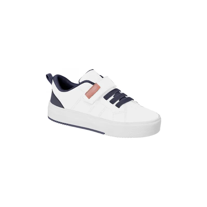 Tênis Infantil Masculino Bical Street Fita Aderente Branco Marinho