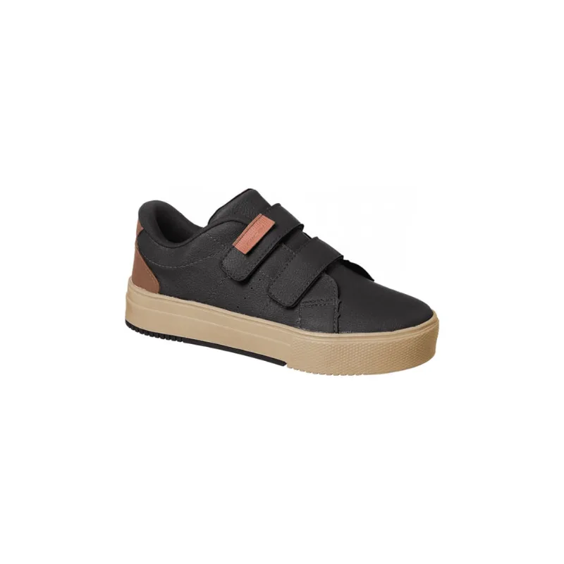 Tênis Infantil Masculino Bical Street Fecho Duplo Preto Caramelo