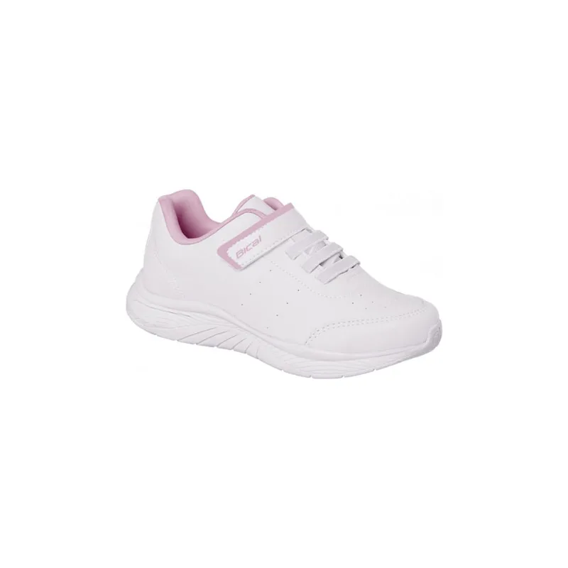 Tênis Infantil Feminino Bical Gamer Fita Aderente Branco e Rosa
