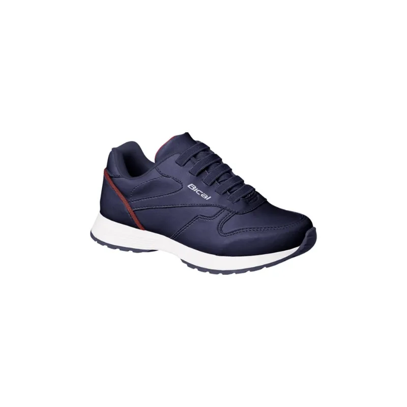 Tênis Infantil Masculino Bical Free Walk Elástico Marinho e Vermelho