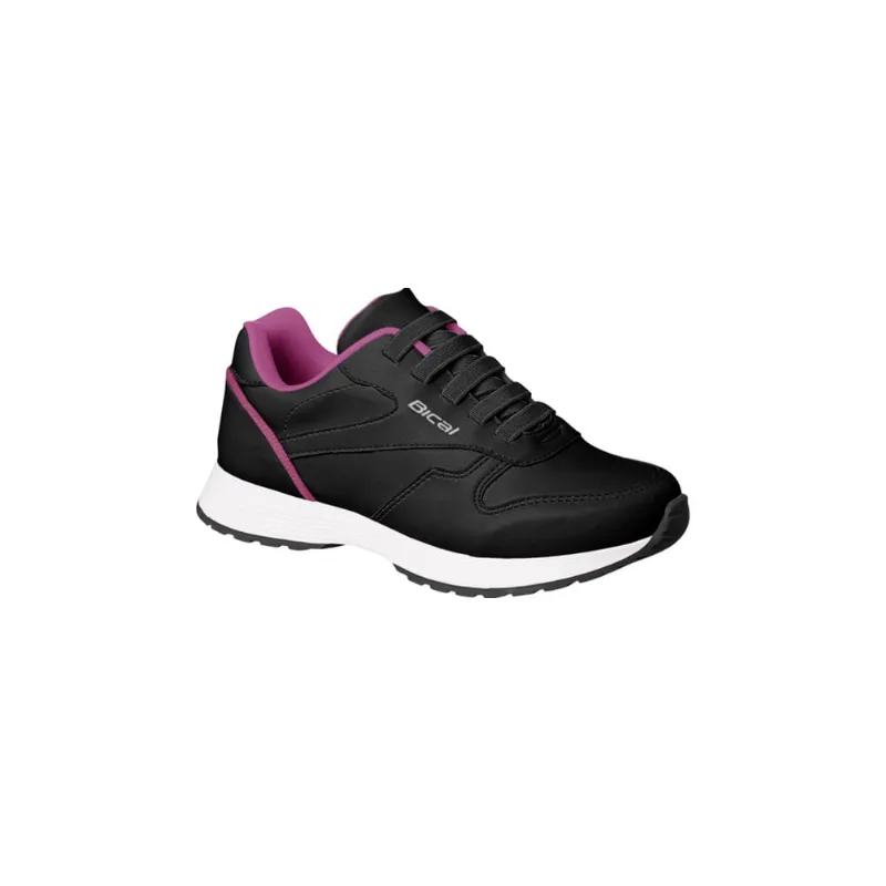 Tênis Infantil Feminino Bical Free Walk Elástico Preto e Pink