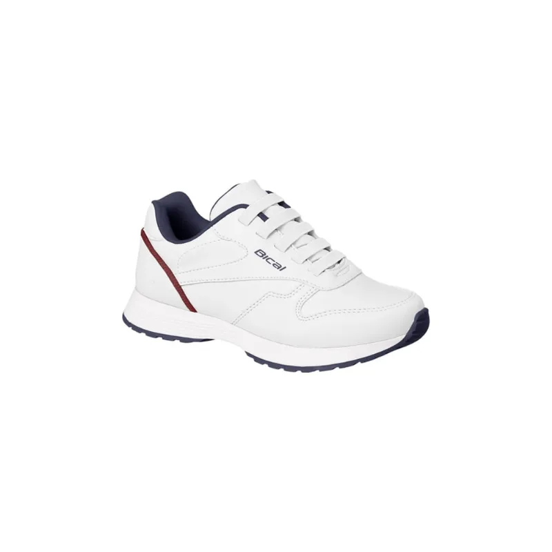 Tênis Infantil Masculino Bical Free Walk Elástico Branco e Marinho