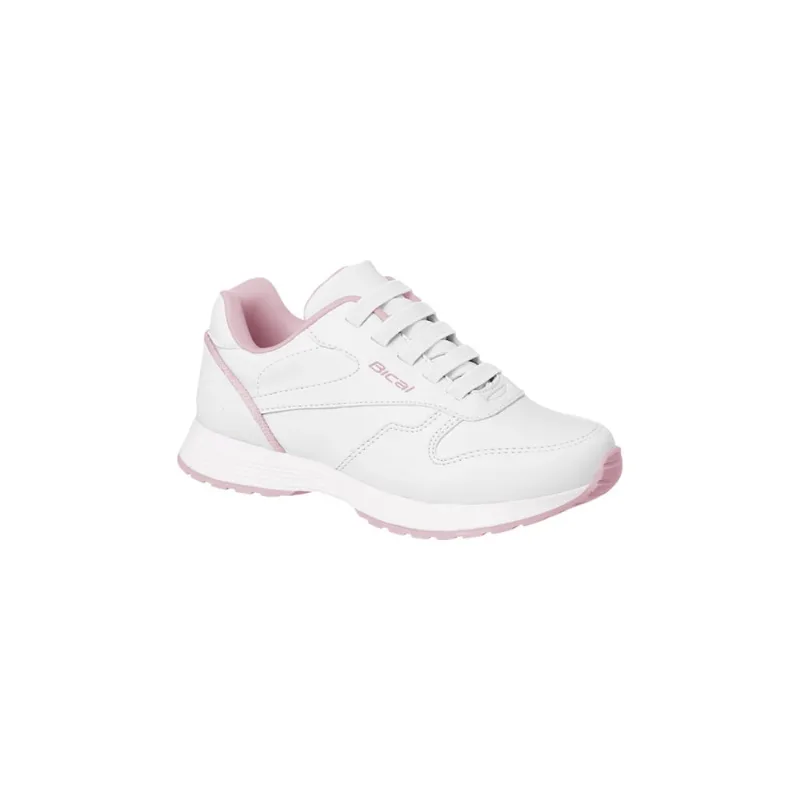 Tênis Infantil Feminino Bical Free Walk Elástico Branco e Rosa