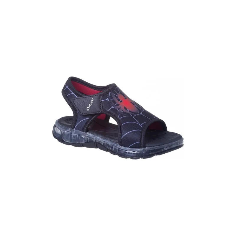 Sandália Infantil Masculina Bical Flash Aranha Preto e Vermelho