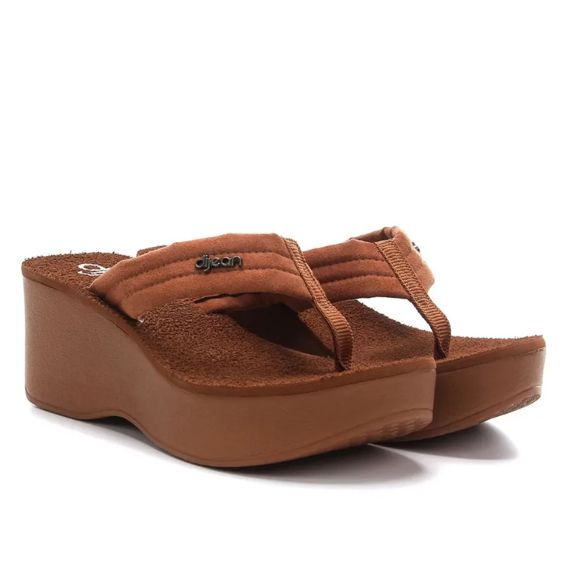 Tamanco Feminino Plataforma Dijean Camurça Ambar DJ0089