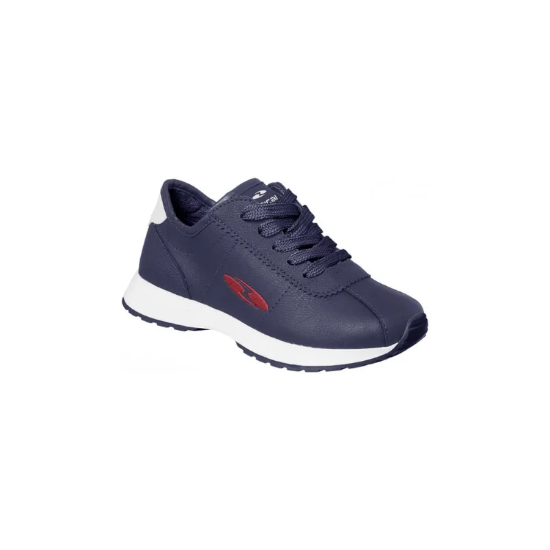Tênis Infantil Masculino Bical Free Walk Cadarço Marinho e Vermelho