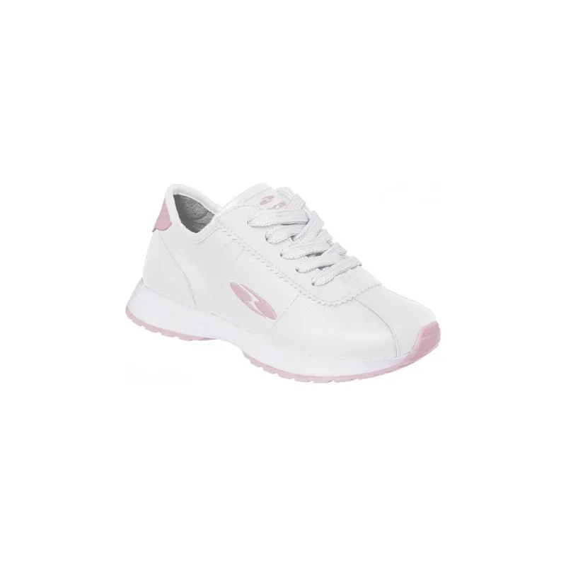 Tênis Infantil Feminino Bical Free Walk Cadarço Branco e Rosa