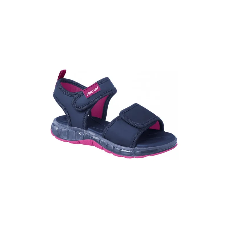 Sandália Infantil Feminina Bical Flash Fecho Duplo Marinho Pink