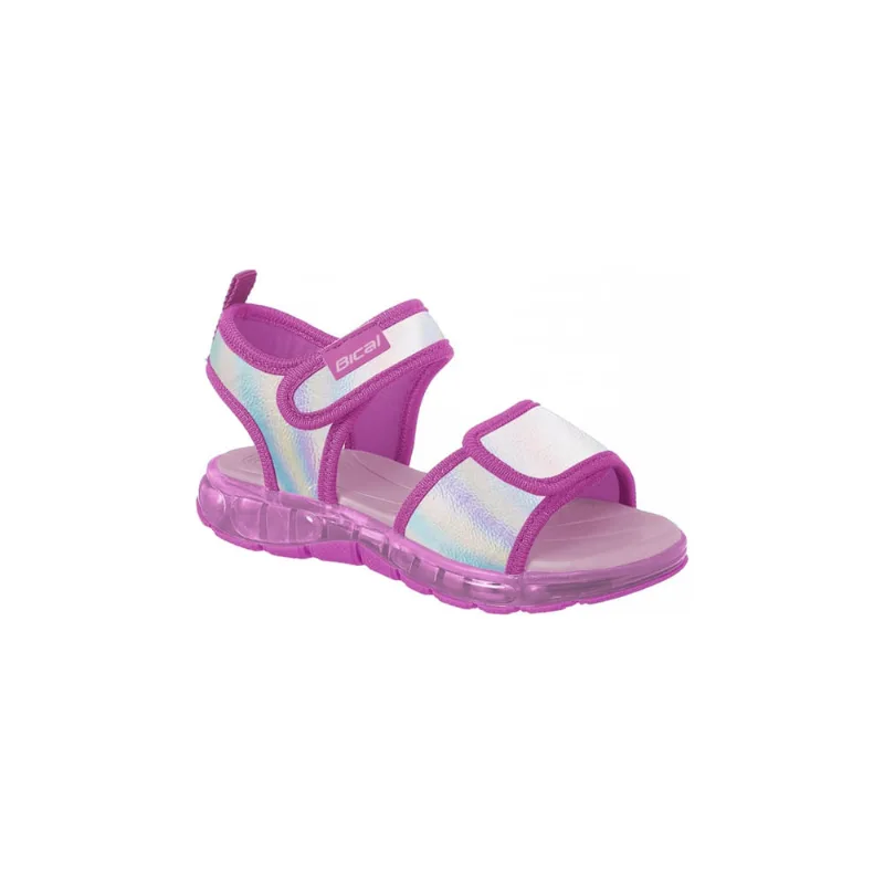 Sandália Infantil Feminina Bical Flash Fecho Duplo Pink Holográfico