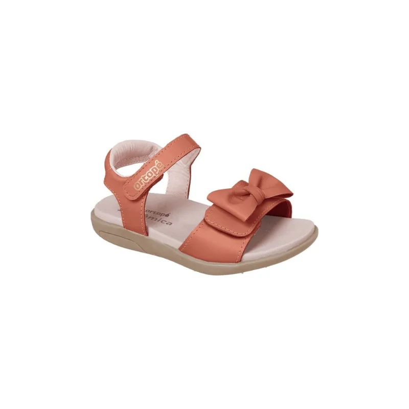 Sandália Infantil Feminina Ortopé Autêntica de Laço Terracota